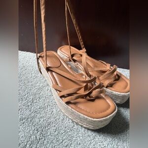 NWOT Suede Lace Up Sandals